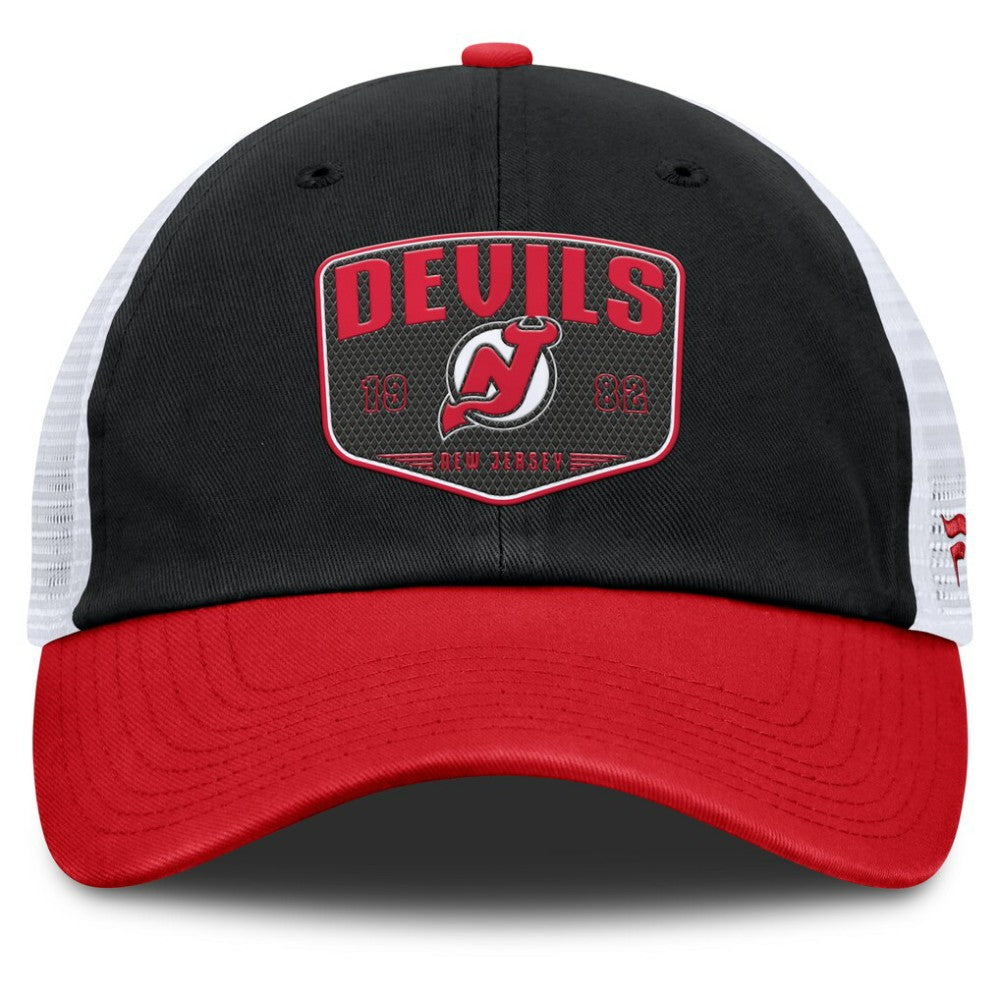 NHL New Jersey Devils Fanatics Fundamental One-Time Trucker Adjustable Hat - Black
