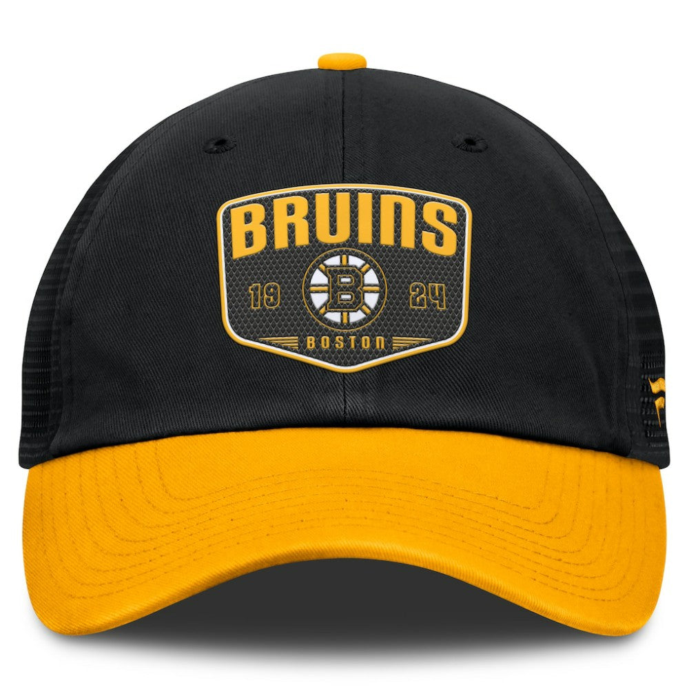 NHL Boston Bruins Fanatics Fundamental One-Time Trucker Adjustable Hat - Black
