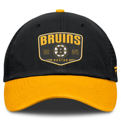 NHL Boston Bruins Fanatics Fundamental One-Time Trucker Adjustable Hat - Black