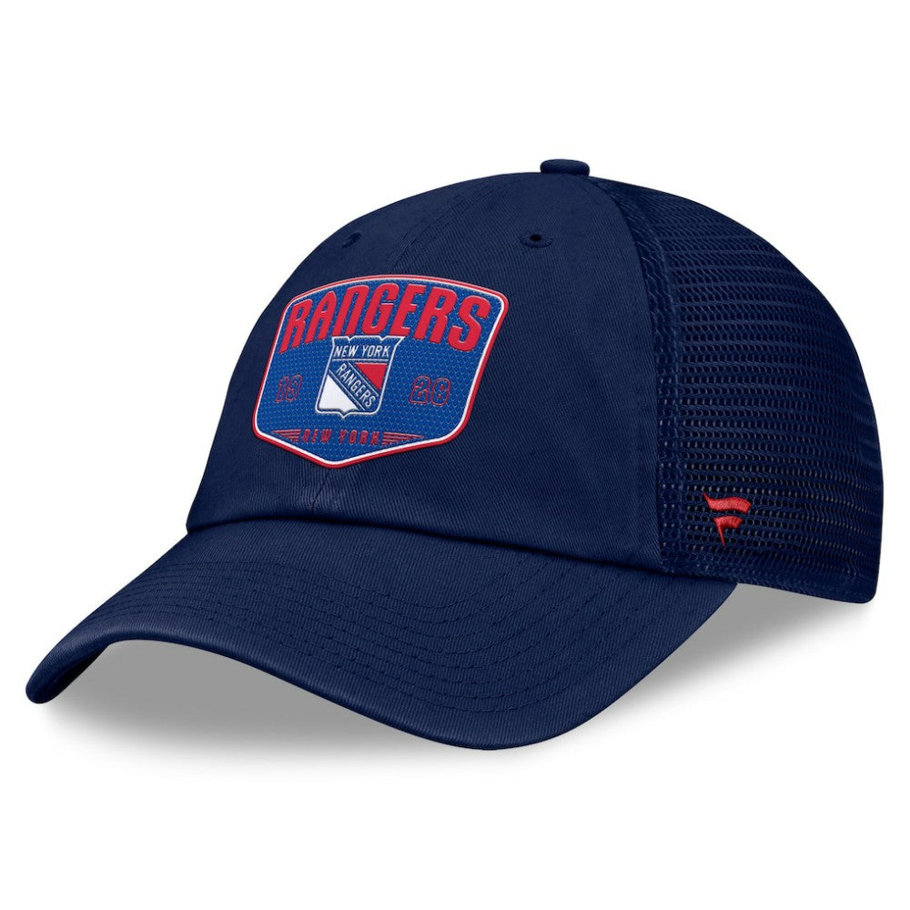 NHL New York Rangers Fanatics Fundamental One-Time Trucker Adjustable Hat - Blue