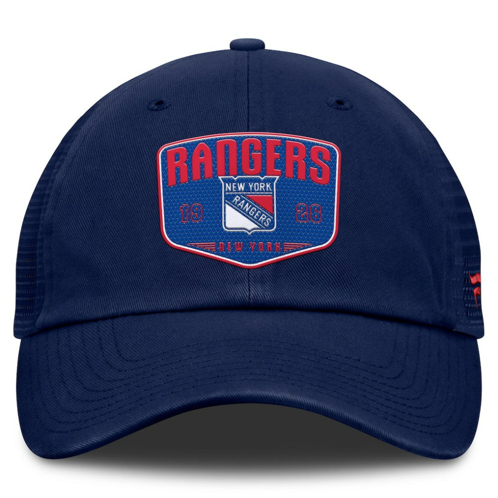 NHL New York Rangers Fanatics Fundamental One-Time Trucker Adjustable Hat - Blue