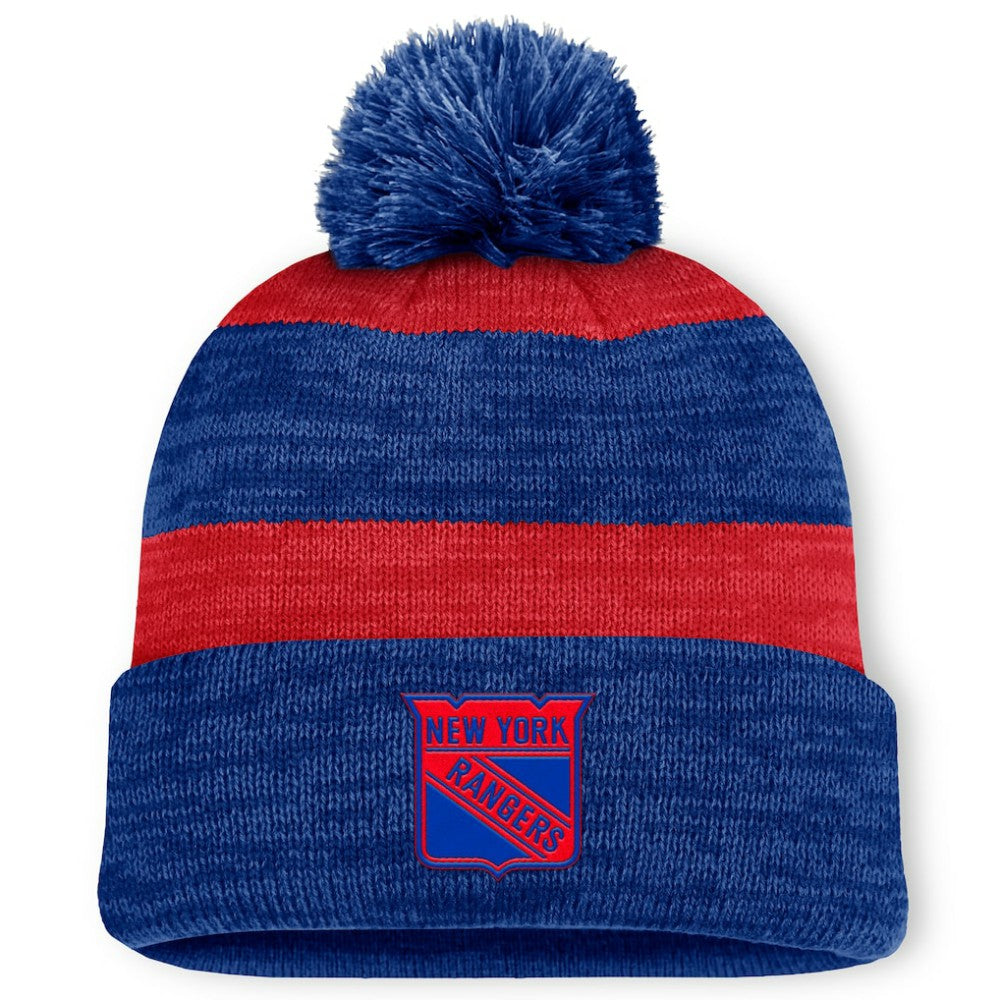 NHL New York Rangers Fanatics Fundamental Red Line Cuffed Knit Hat with Pom - Navy
