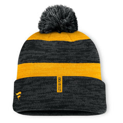 NHL Pittsburgh Penguins Fanatics Fundamental Red Line Cuffed Knit Hat with Pom - Black