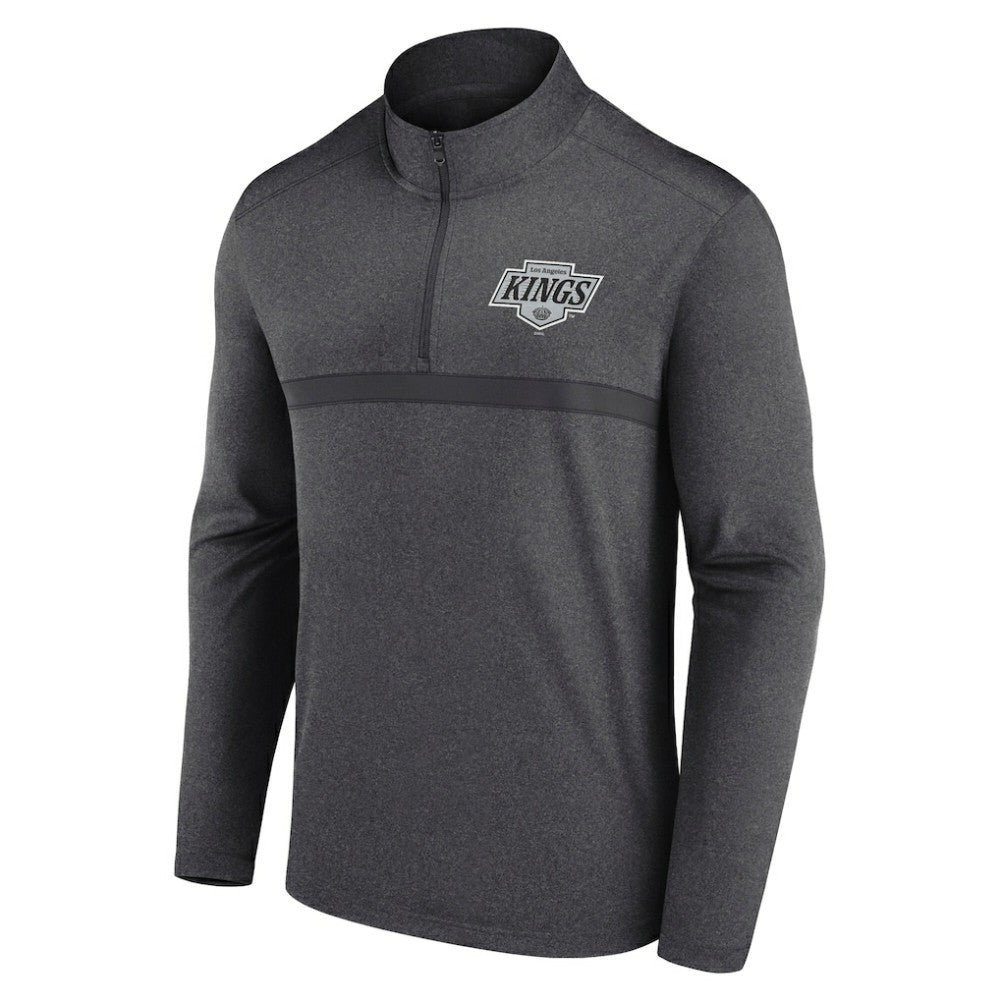 NHL Los Angeles Kings Logo Athletic Head-to-Head Raglan Quarter-Zip Top - Heather Charcoal