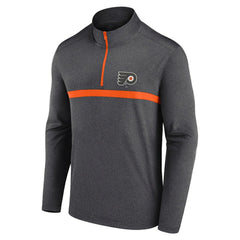 NHL Philadelphia Flyers Logo Athletic Head-to-Head Raglan Quarter-Zip Top - Heather Charcoal