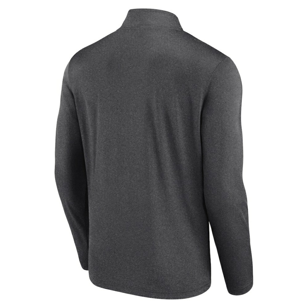 NHL Chicago Blackhawks Logo Athletic Head-to-Head Raglan Quarter-Zip Top - Heather Charcoal