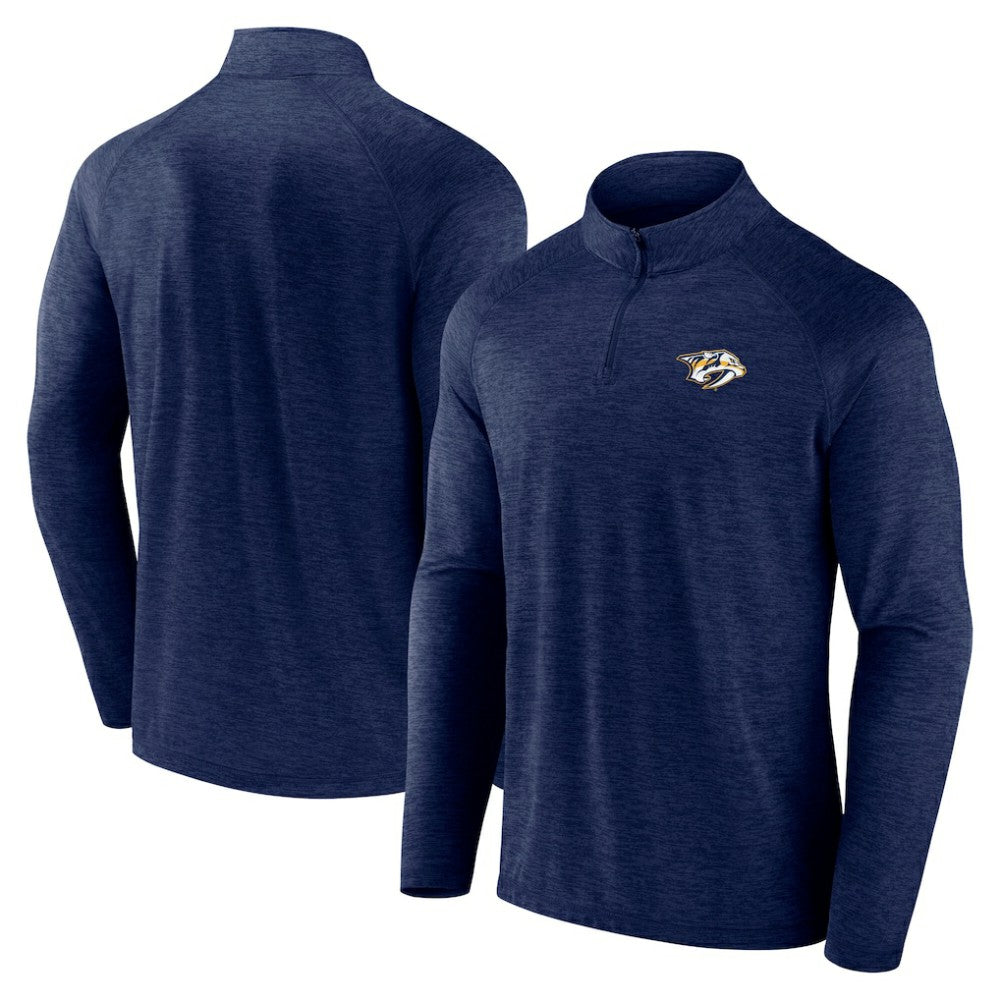 NHL Nashville Predators Logo Athletic Head-to-Head Raglan Quarter-Zip Top - Navy