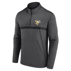 NHL Pittsburgh Penguins Logo Athletic Head-to-Head Raglan Quarter-Zip Top - Heather Charcoal
