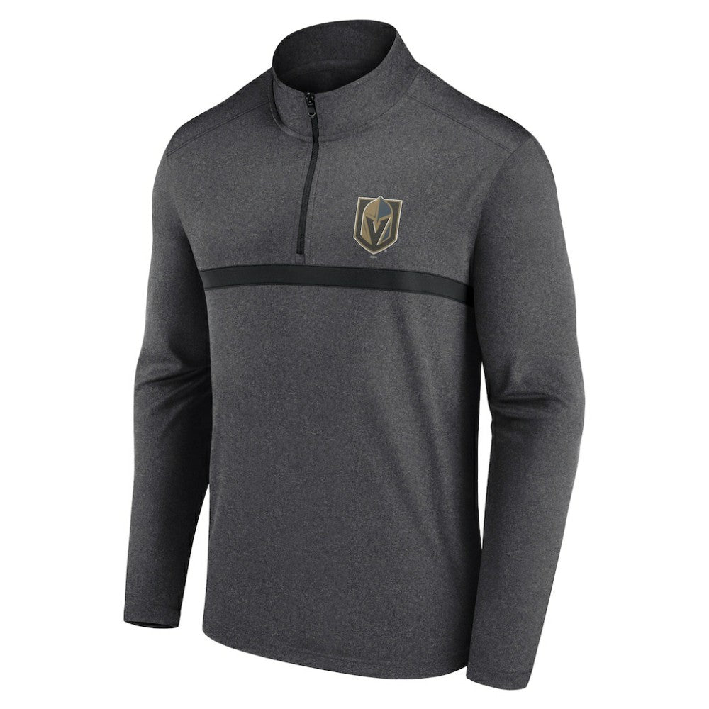 NHL Vegas Golden Knights Logo Athletic Head-to-Head Raglan Quarter-Zip Top - Heather Charcoal