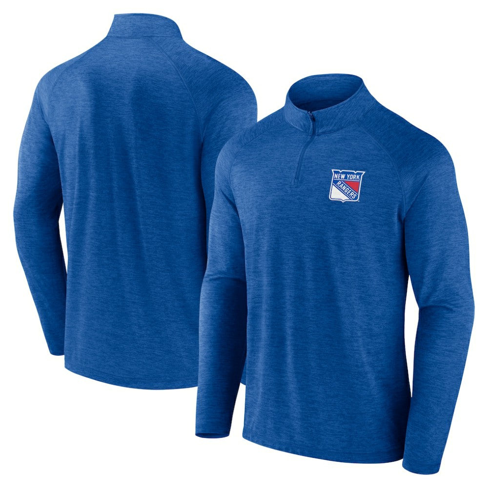 NHL New York Rangers Logo Athletic Head-to-Head Raglan Quarter-Zip Top - Blue