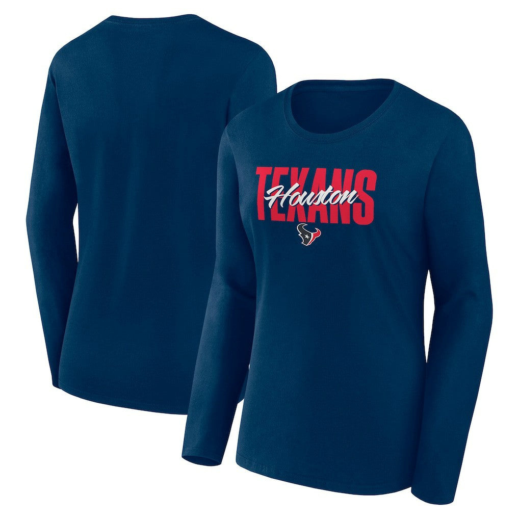 Houston Texans Logo Athletic Women's Grip Long Sleeve T-Shirt Navy