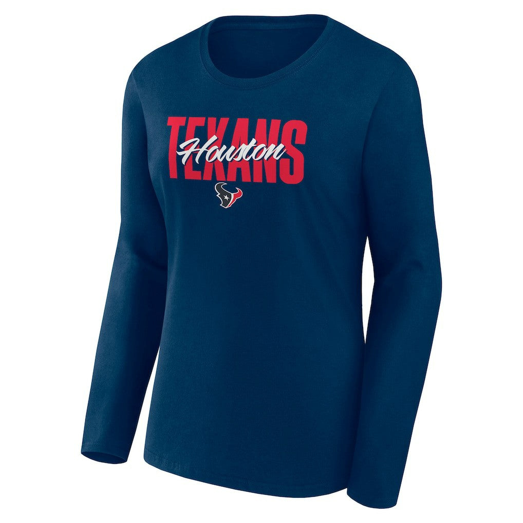 Houston Texans Logo Athletic Women's Grip Long Sleeve T-Shirt Navy