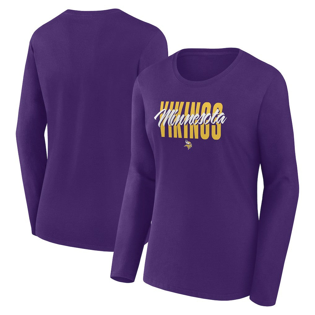Minnesota Vikings Logo Athletic Women's Grip Long Sleeve T-Shirt Purple