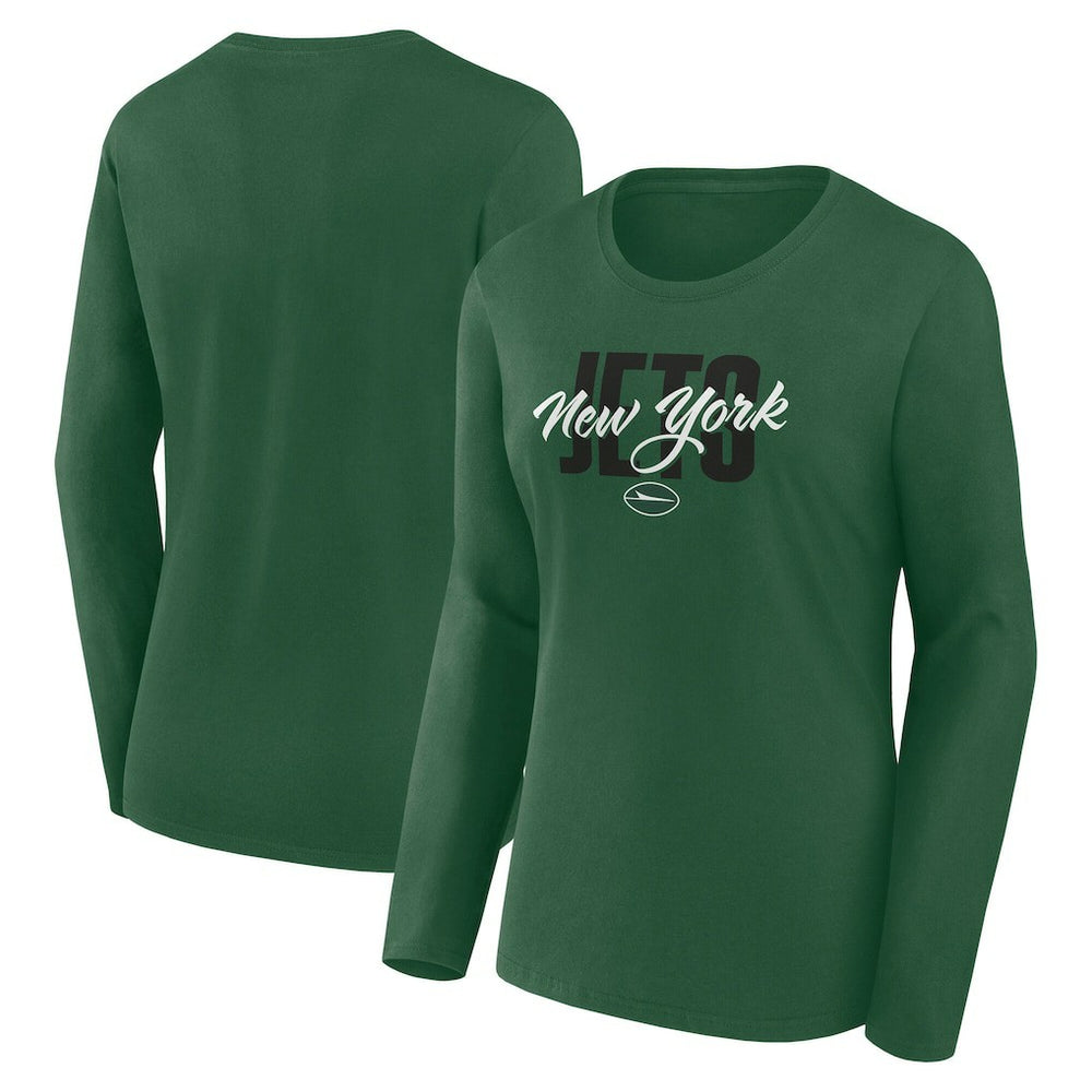 New York Jets Logo Athletic Women's Grip Long Sleeve T-Shirt Green