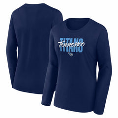 Tennessee Titans Logo Athletic Women's Grip Long Sleeve T-Shirt Navy