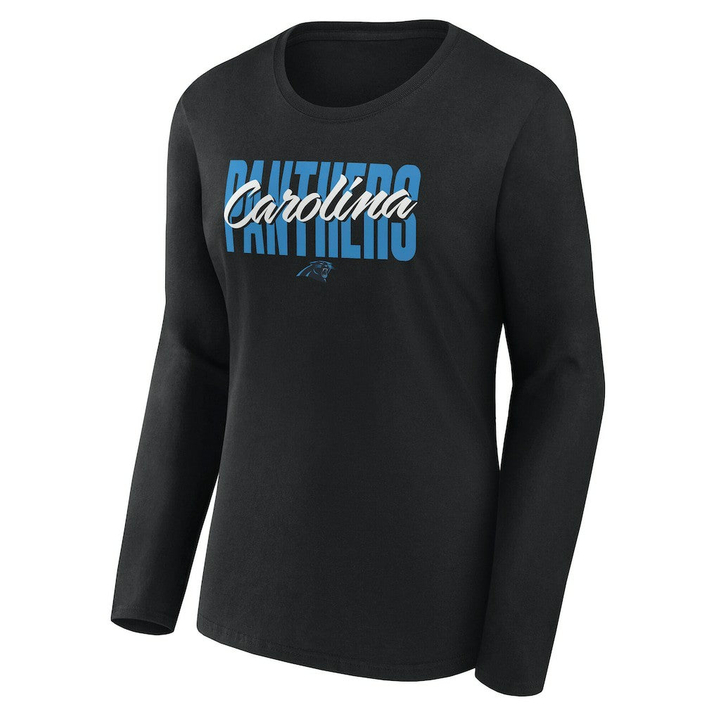 Carolina Panthers Logo Athletic Women's Grip Long Sleeve T-Shirt Black