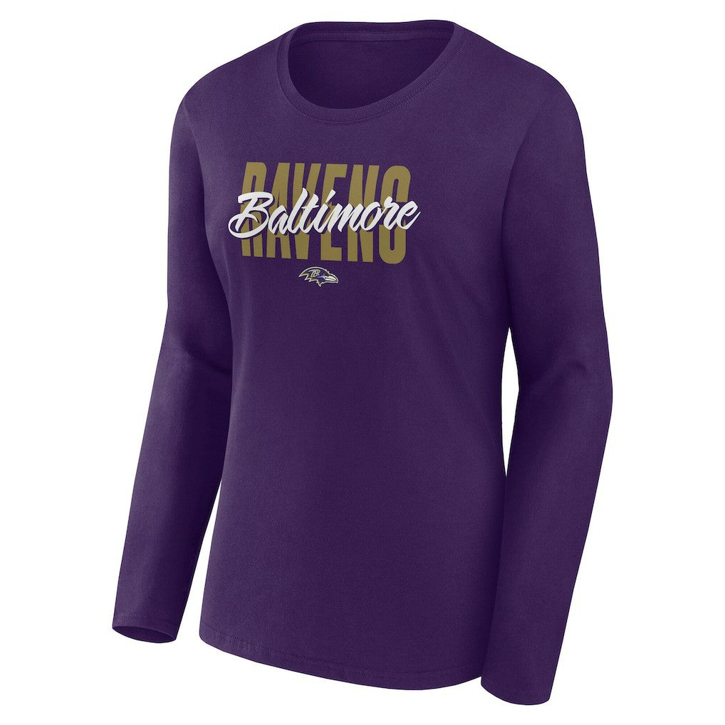 Baltimore Ravens Logo Athletic Women's Grip Long Sleeve T-Shirt Purple