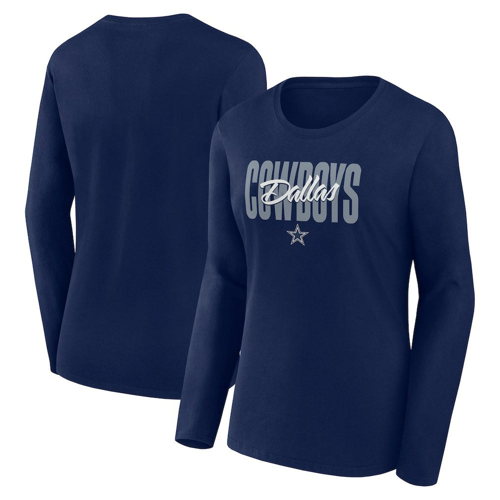 Dallas Cowboys Logo Athletic Women's Grip Long Sleeve T-Shirt Navy