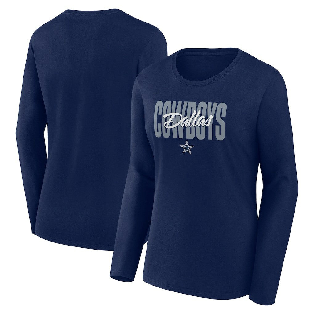 Dallas Cowboys Logo Athletic Women's Grip Long Sleeve T-Shirt Navy