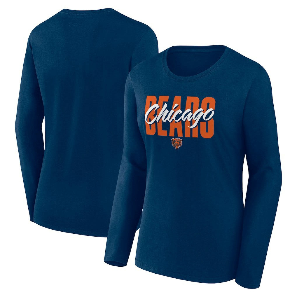 Chicago Bears Logo Athletic Women's Grip Long Sleeve T-Shirt Navy