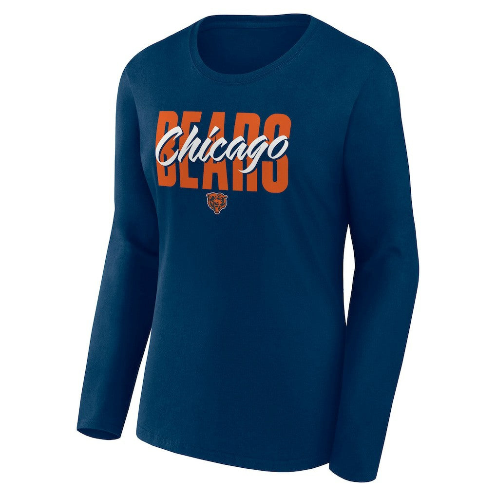 Chicago Bears Logo Athletic Women's Grip Long Sleeve T-Shirt Navy