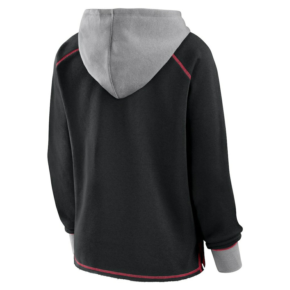 Atlanta Falcons Logo Athletic Women's Boom Fleece Pullover V-Neck Hoodie Black