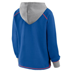 Buffalo Bills Logo Athletic Women's Boom Fleece Pullover V-Neck Hoodie Royal
