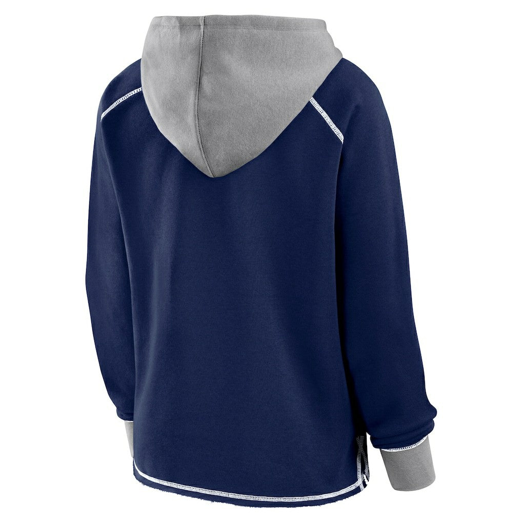 Dallas Cowboys Logo Athletic Women's Boom Fleece Pullover V-Neck Hoodie Navy