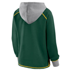 Green Bay Packers Logo Athletic Women's Boom Fleece Pullover V-Neck Hoodie Green