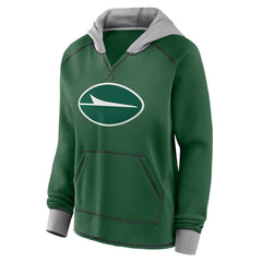 New York Jets Logo Athletic Women's Boom Fleece Pullover V-Neck Hoodie Green