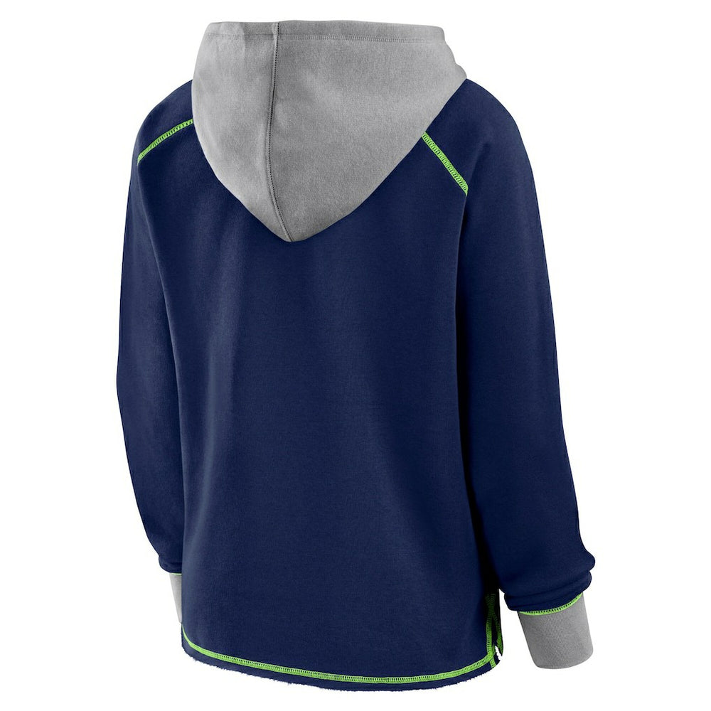 Seattle Seahawks Logo Athletic Women's Boom Fleece Pullover V-Neck Hoodie College Navy