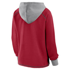 San Francisco 49ers Logo Athletic Women's Boom Fleece Pullover V-Neck Hoodie Scarlet