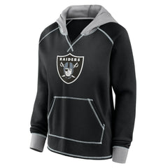 Las Vegas Raiders Logo Athletic Women's Boom Fleece Pullover V-Neck Hoodie Black