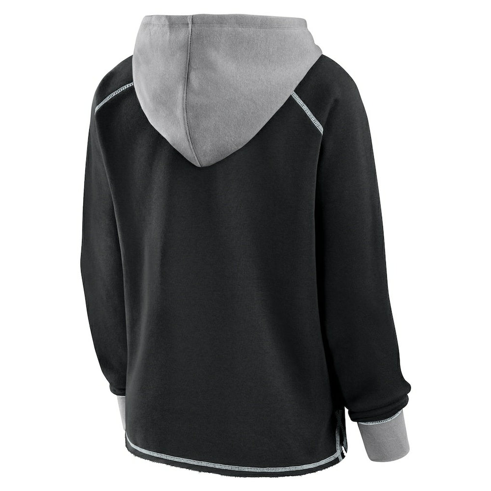 Las Vegas Raiders Logo Athletic Women's Boom Fleece Pullover V-Neck Hoodie Black