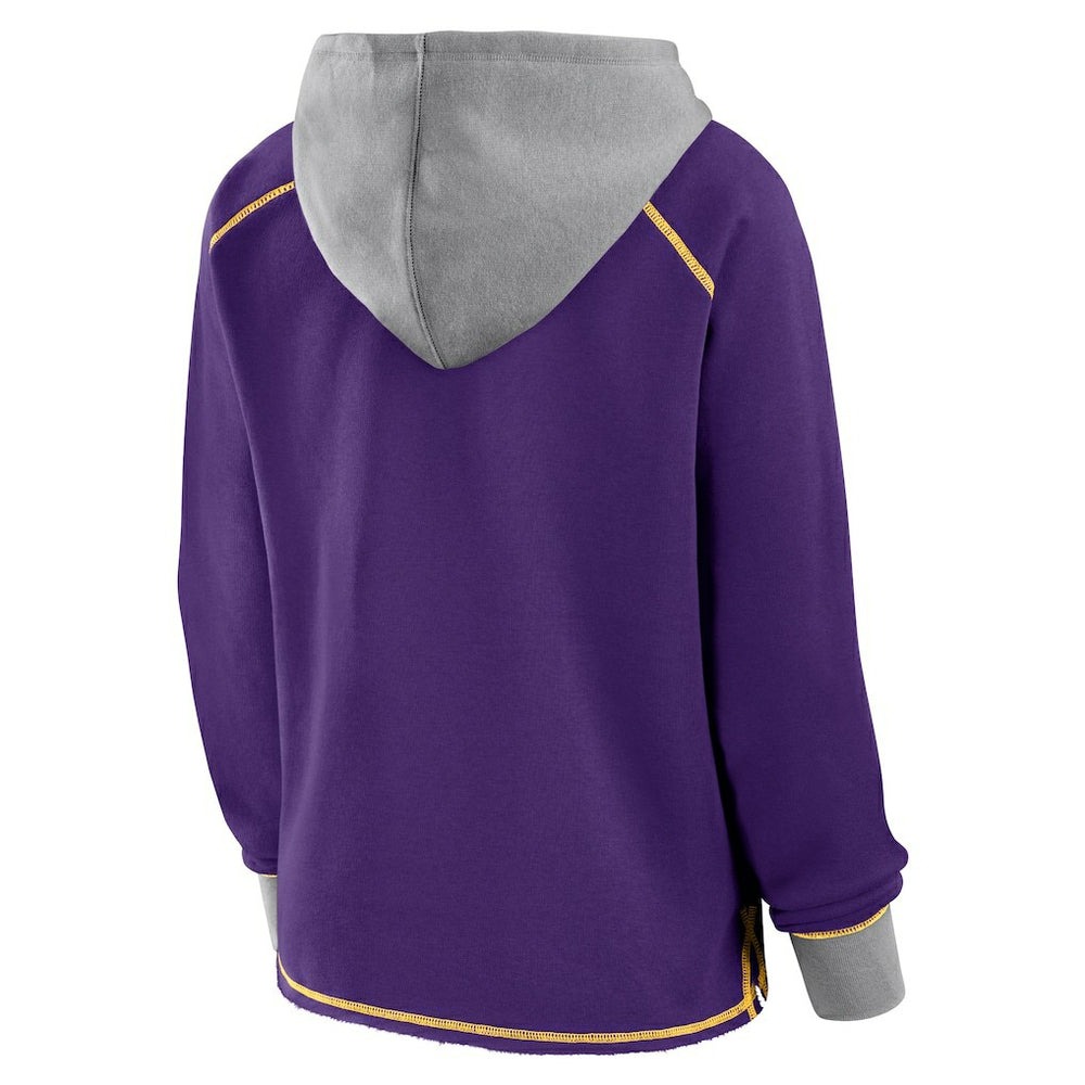 Minnesota Vikings Logo Athletic Women's Boom Fleece Pullover V-Neck Hoodie Purple