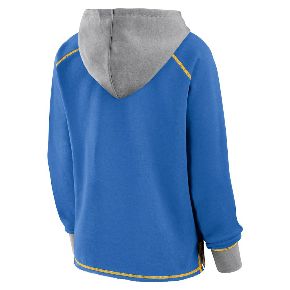Los Angeles Chargers Logo Athletic Women's Boom Fleece Pullover V-Neck Hoodie Powder Blue