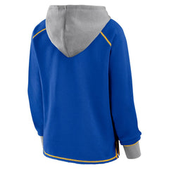 Los Angeles Rams Logo Athletic Women's Boom Fleece Pullover V-Neck Hoodie Royal