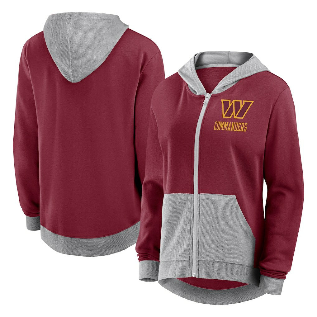 Washington Commanders Logo Athletic Women's Hit It French Terry Full-Zip Hoodie Burgundy