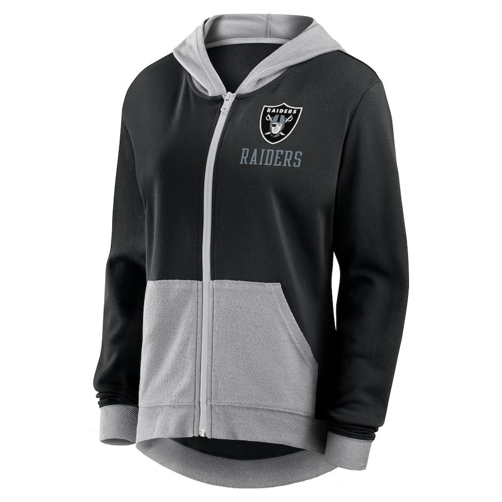 Las Vegas Raiders Logo Athletic Women's Hit It French Terry Full-Zip Hoodie Black