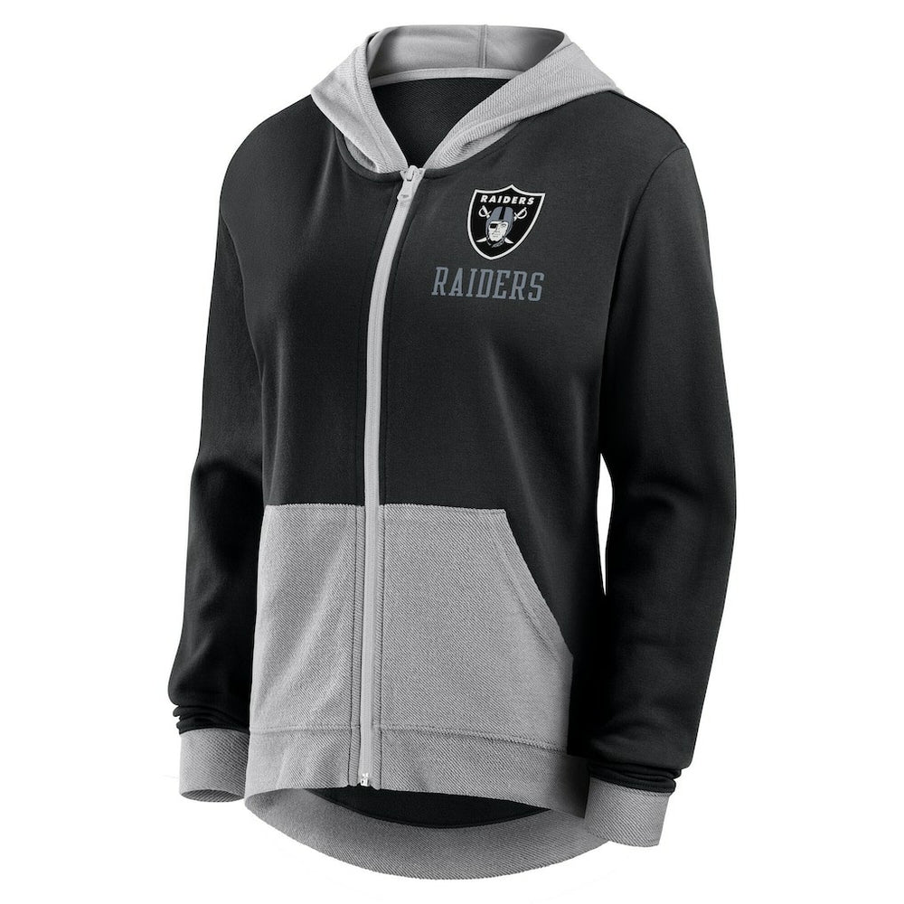 Las Vegas Raiders Logo Athletic Women's Hit It French Terry Full-Zip Hoodie Black