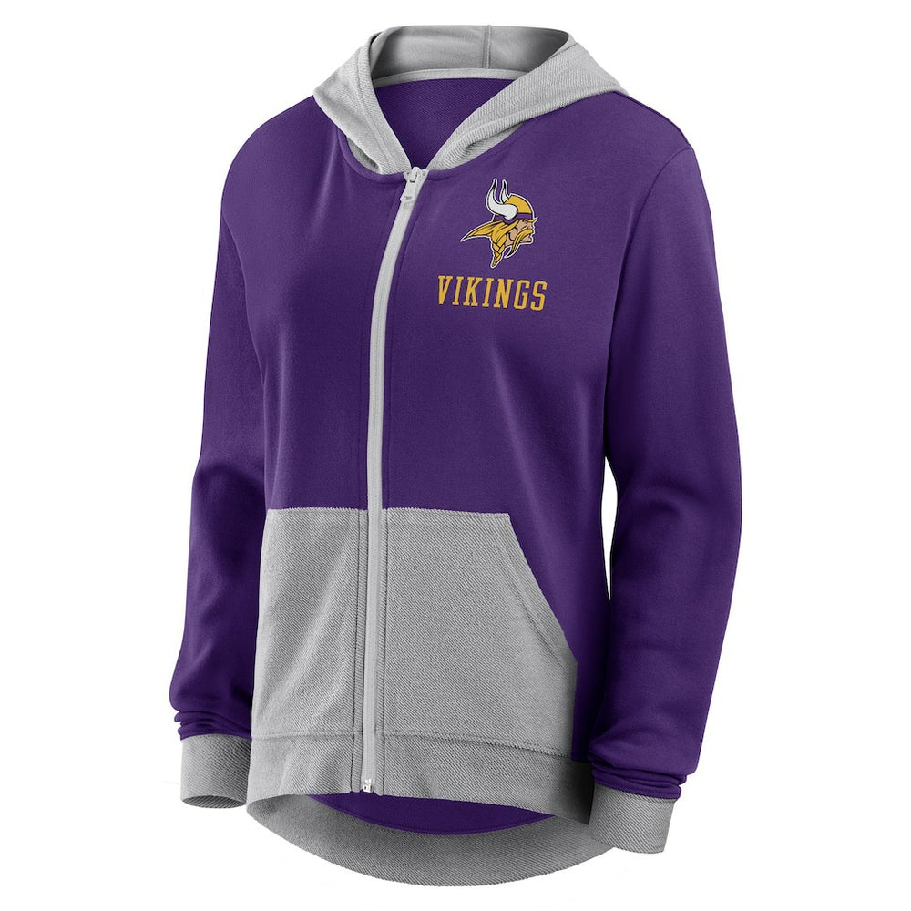 Minnesota Vikings Logo Athletic Women's Hit It French Terry Full-Zip Hoodie Purple