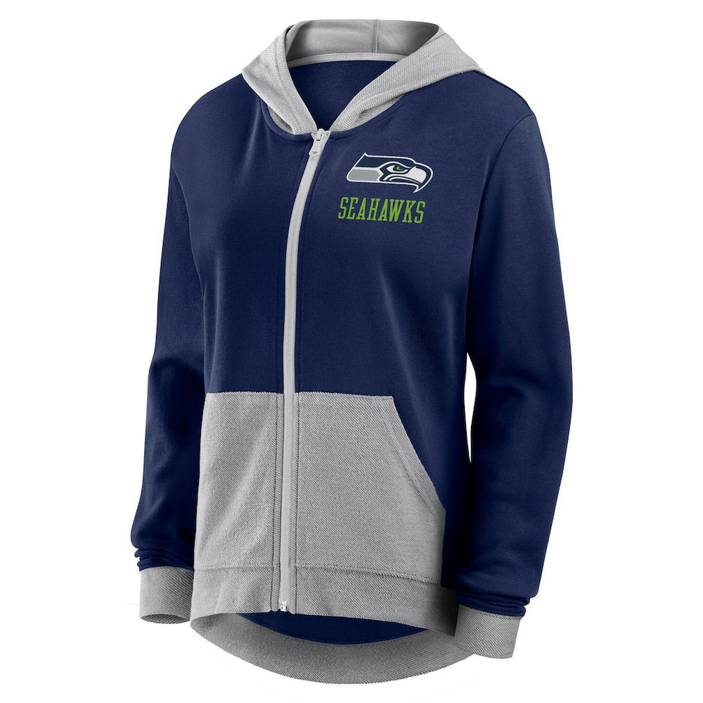 Seattle Seahawks Logo Athletic Women's Hit It French Terry Full-Zip Hoodie College Navy