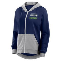 Seattle Seahawks Logo Athletic Women's Hit It French Terry Full-Zip Hoodie College Navy