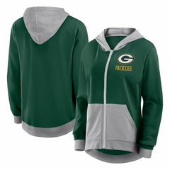 Green Bay Packers Logo Athletic Women's Hit It French Terry Full-Zip Hoodie Green