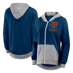 Chicago Bears Logo Athletic Women's Hit It French Terry Full-Zip Hoodie Navy