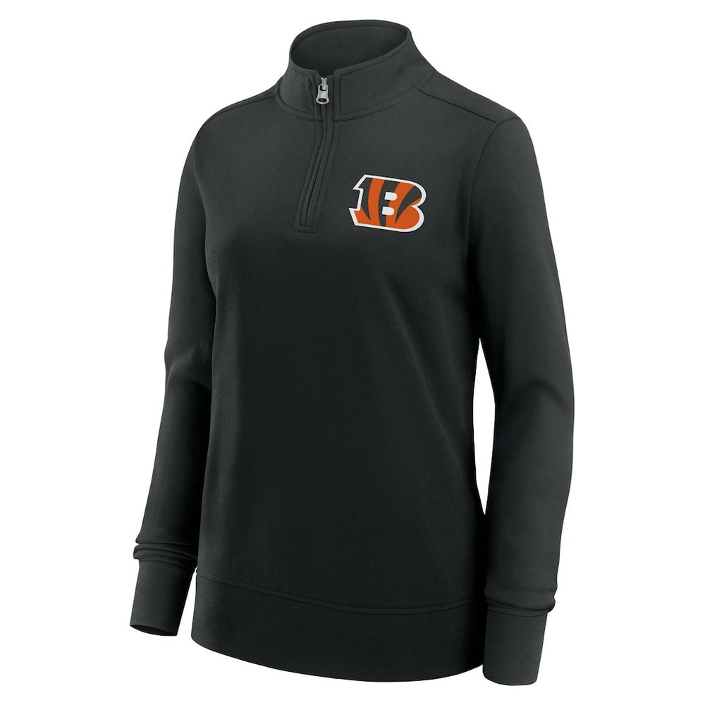 Cincinnati Bengals Logo Athletic Women's Velocity Quarter-Zip Jacket Black