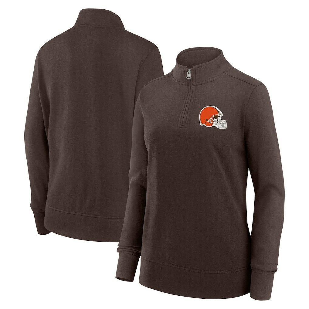 Cleveland Browns Logo Athletic Women's Velocity Quarter-Zip Jacket Brown
