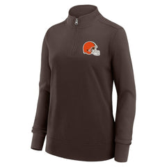 Cleveland Browns Logo Athletic Women's Velocity Quarter-Zip Jacket Brown