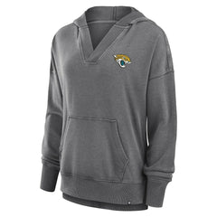 Jacksonville Jaguars Women's Initiative Snow Wash French Terry V-Neck Pullover Hoodie Heather Charcoal