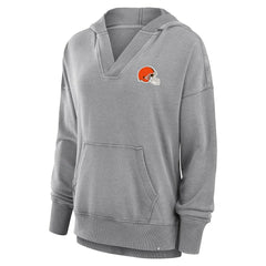 Cleveland Browns Women's Initiative Snow Wash French Terry V-Neck Pullover Hoodie Heather Gray